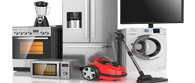 Set of household kitchen appliances, isolated on white background 3d