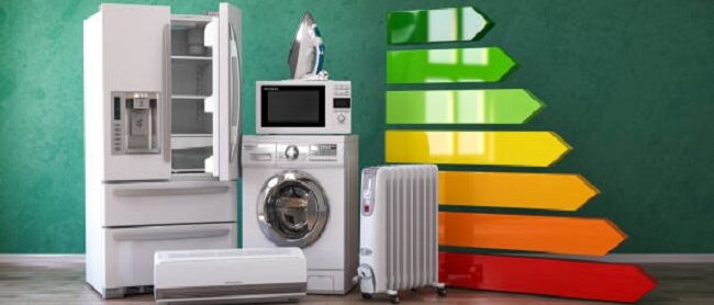 Energy efficiency of home kitchen appliances concept. 3d illustration