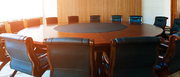 Conference table and chairs in modern meeting room